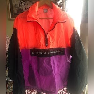OCEAN PACIFIC Vintage Nylon Neon Windbreaker Jacket, Eco-Logic
